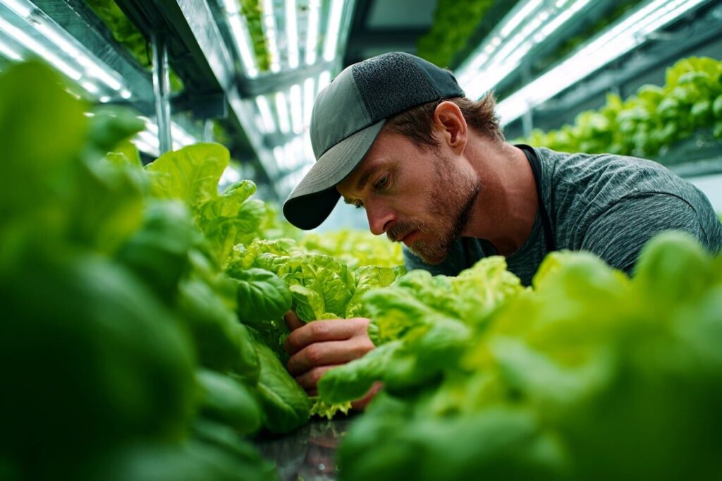 Specialist arbejder med grøntsagsproduktion i moderne fødevare job hos Foodjob Nordic