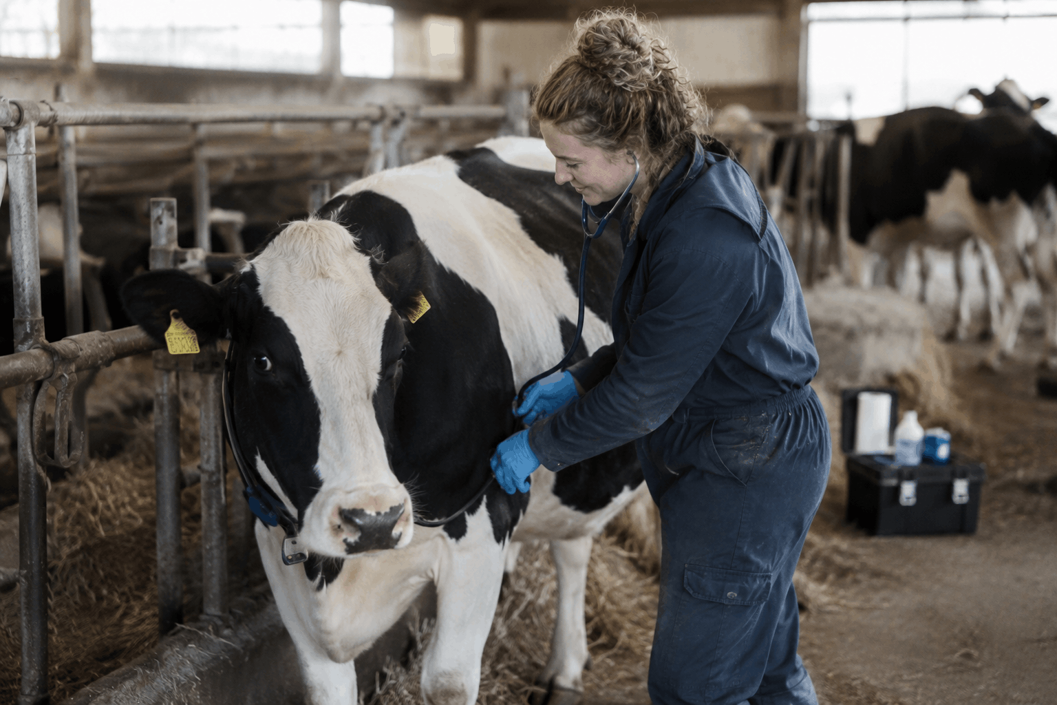 Dyrlæge udfører veterinær kontrol i fødevareproduktion
